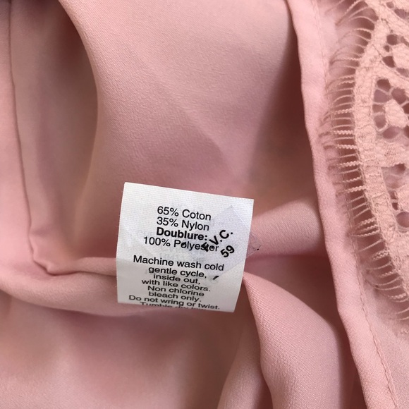 J. Crew Blush Pink Lace Cotton Blend Lined Three Quarter Sleeved Blouse Size 14 - Picture 9 of 10
